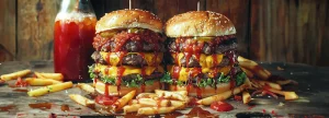 deux énormes hamburgers ne représentent pas une alimentation équilibrée